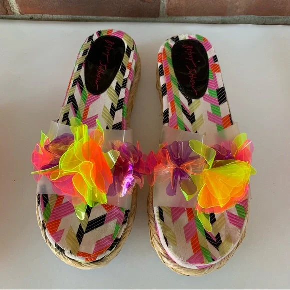 Betsey Johnson Womens Marge Floral Espadrille Platform Slide Sandals US 8.5 M - Picture 4 of 8